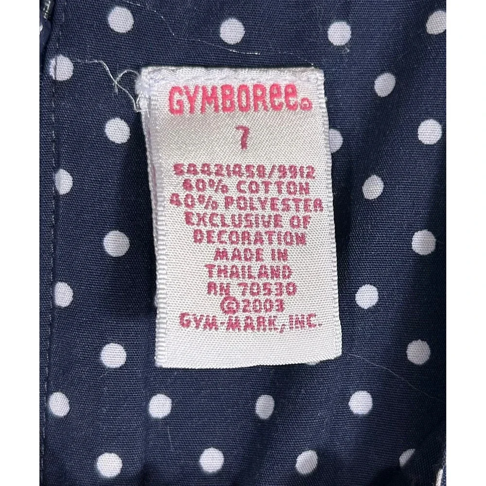 Gymboree Girls‎ Navy Blue White Polka Dot Pleated Sleeveless Dress Size 7